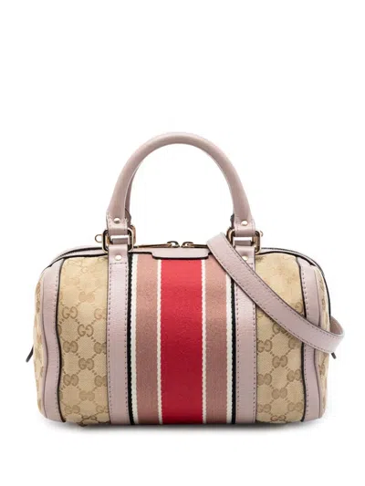 Pre-owned Gucci 2016-2026 Small Gg Canvas Web Joy Boston Bag Satchel In Neutral