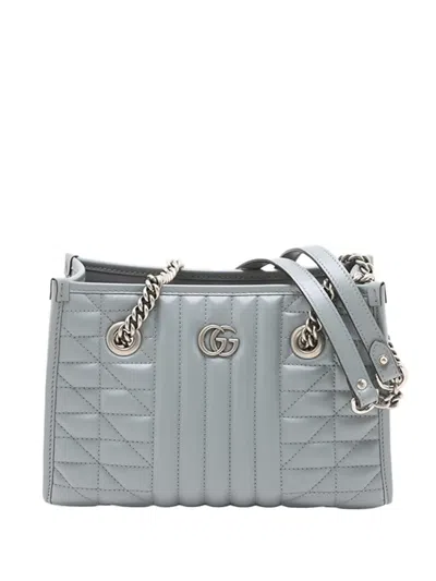 Pre-owned Gucci 2016-2026 Small Gg Marmont Matelasse Leather Aria Chain Tote Bag In Grey