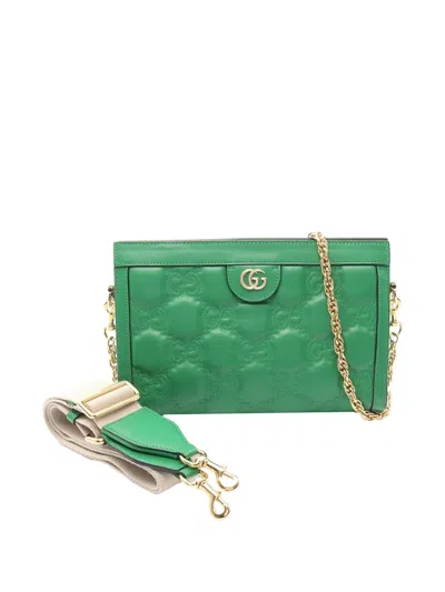 Pre-owned Gucci 2016-2026 Small Gg Marmont Matelasse Leather Ophidia Chain Bag Satchel In Green