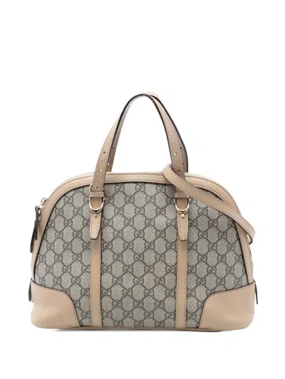Pre-owned Gucci 2016-2026 Small Gg Supreme Nice Dome Satchel In Neutral