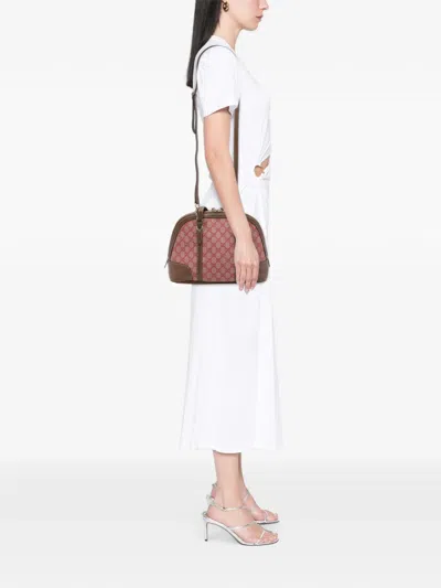 Pre-owned Gucci 2016-2026 Small Gg Supreme Nice Dome Satchel In Pink