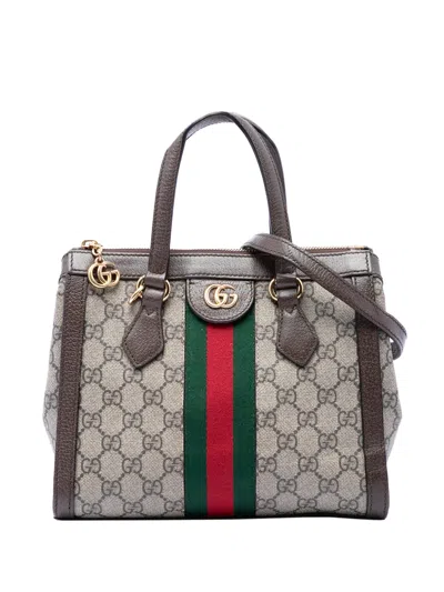 Pre-owned Gucci 2016-2026 Small Gg Supreme Ophidia Satchel In Neutral