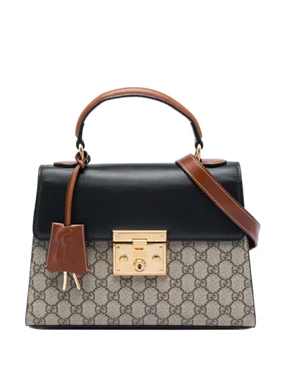 Pre-owned Gucci 2016-2026 Small Gg Supreme Padlock Satchel In Neutral