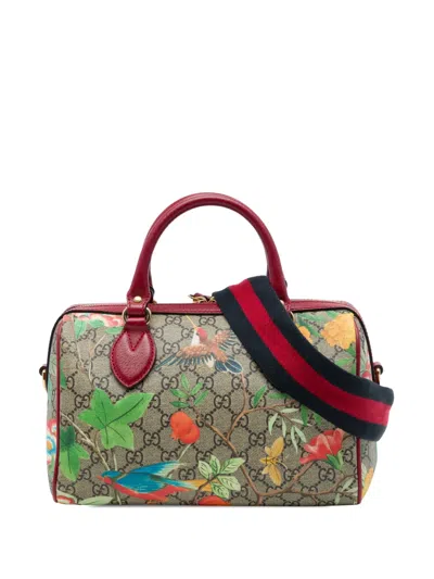 Pre-owned Gucci 2016-2026 Small Gg Supreme Tian Boston Bag Satchel In Neutrals