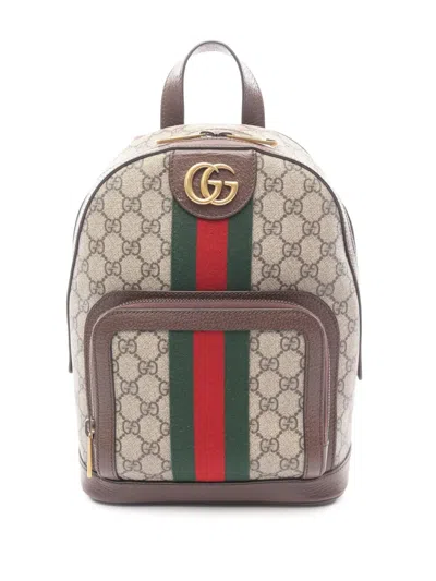 Pre-owned Gucci 2016-2026 Small Gg Supreme Web Ophidia Backpack In Neutral