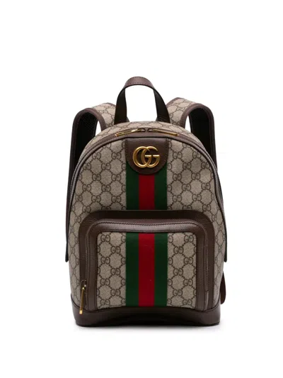 Pre-owned Gucci 2016-2026 Small Gg Supreme Web Ophidia Backpack In Neutrals