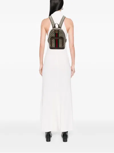 Pre-owned Gucci 2016-2026 Small Gg Supreme Web Ophidia Backpack In Neutrals