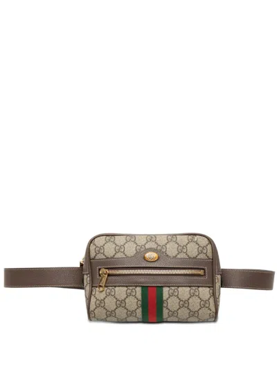 Pre-owned Gucci 2016-2026 Small Gg Supreme Web Ophidia Belt Bag In Neutral