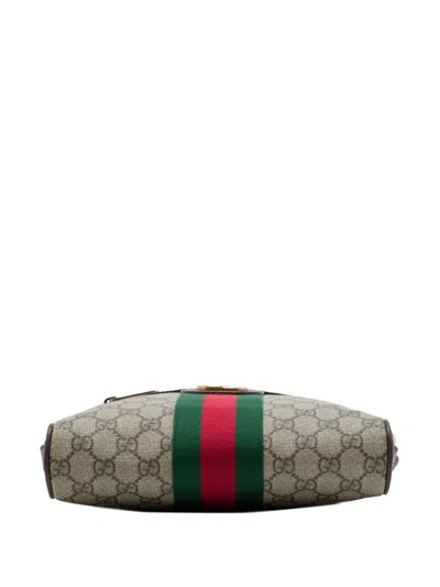 Pre-owned Gucci 2016-2026 Small Gg Supreme Web Ophidia Messenger Bag Crossbody Bag In Neutrals