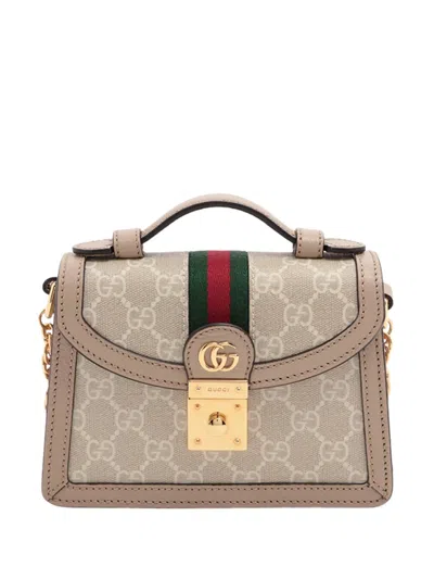 Pre-owned Gucci 2016-2026 Small Gg Supreme Web Ophidia Top Handle Bag Satchel In 中性色