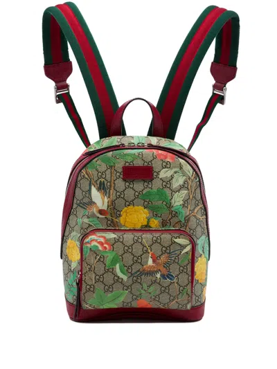Pre-owned Gucci 2016-2026 Small Gg Supreme Web Tian Backpack In Neutrals