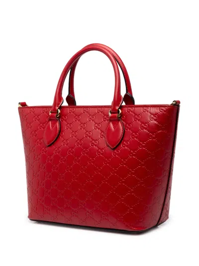 Pre-owned Gucci 2016-2026 Small Ssima Convertible Tote Satchel In Red