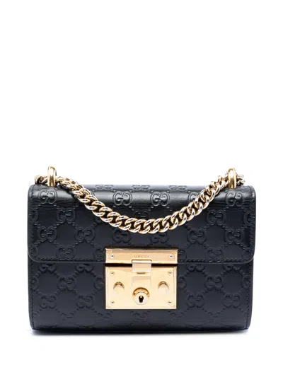 Pre-owned Gucci 2016-2026 Small Ssima Padlock Crossbody Bag In Black