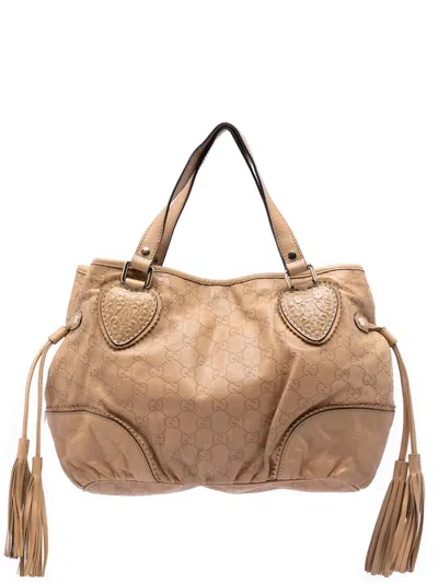 Pre-owned Gucci 2016-2026 Small Ssima Tribeca Tote Bag In Brown