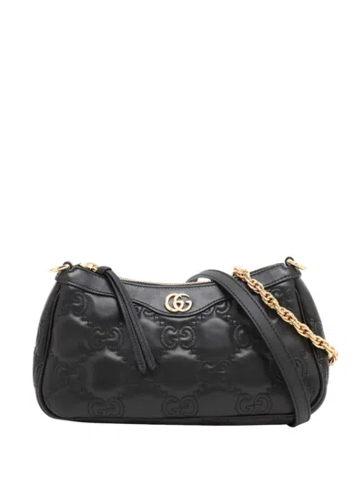 Pre-owned Gucci 2016-2026 Small Leather Gg Matelasse Satchel In Black