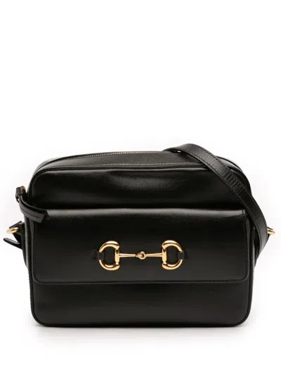 Pre-owned Gucci 2016-2026 Small Leather Horsebit 1955 Camera Bag Crossbody Bag In Black