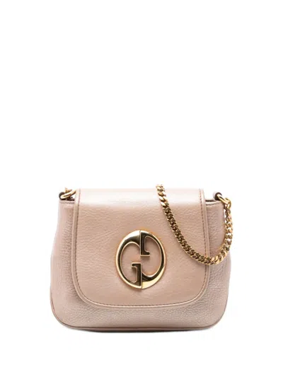 Pre-owned Gucci 2016-2026 Small Metallic Pebbled Calfskin 1973 Chain Crossbody Bag In Brown