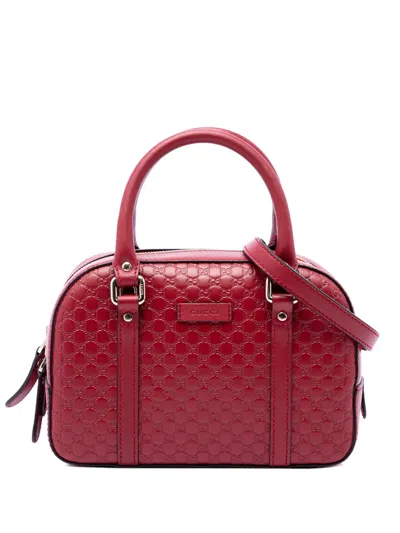 Pre-owned Gucci 2016-2026 Small Microssima Bree Satchel In Red