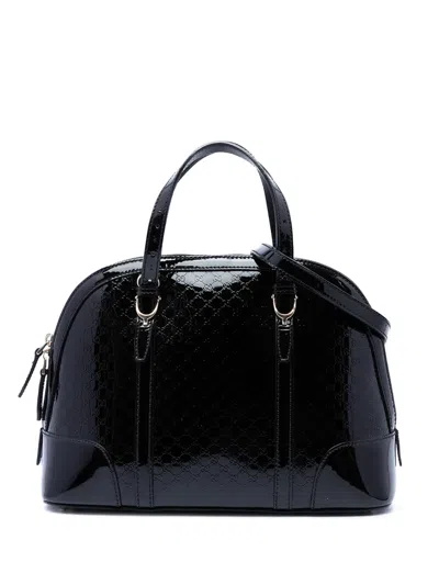 Pre-owned Gucci 2016-2026 Small Microssima Patent Nice Satchel In Black