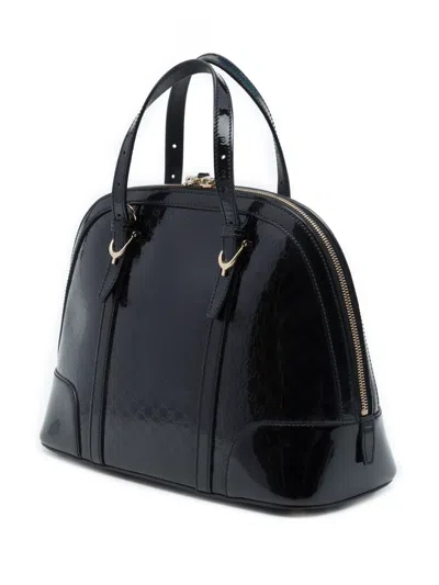 Pre-owned Gucci 2016-2026 Small Microssima Patent Nice Satchel In Black