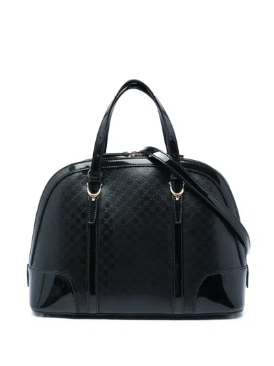 Pre-owned Gucci 2016-2026 Small Microssima Patent Nice Satchel In Black
