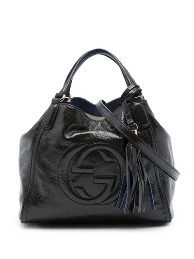 Pre-owned Gucci 2016-2026 Small Patent Soho Satchel In Blue