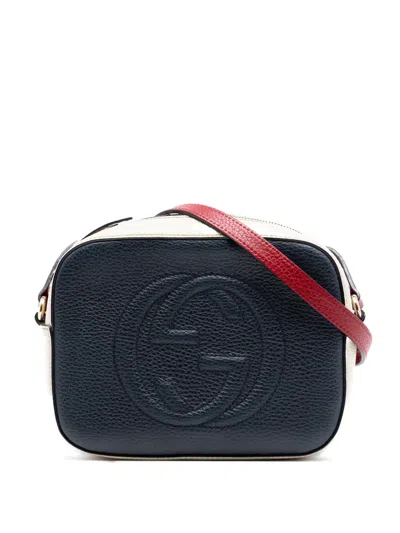 Pre-owned Gucci 2016-2026 Small Tricolor Leather Soho Disco Crossbody Bag In Black