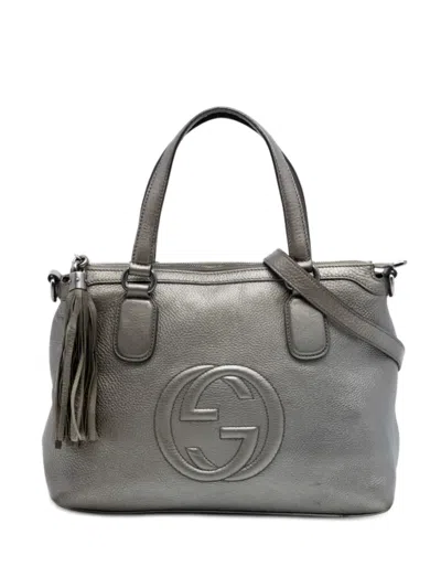 Pre-owned Gucci 2016-2026 Soho Working Satchel In Silver