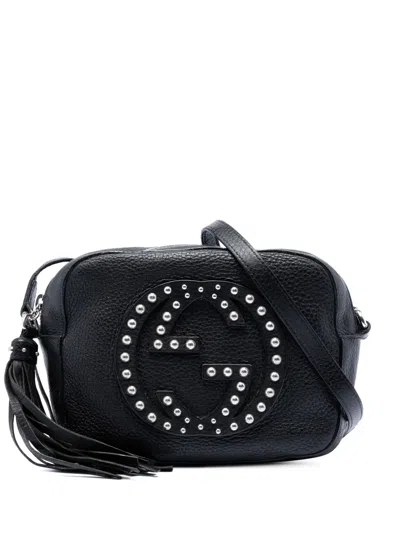Pre-owned Gucci 2016-2026 Studded Calfskin Soho Disco Crossbody Bag In Black