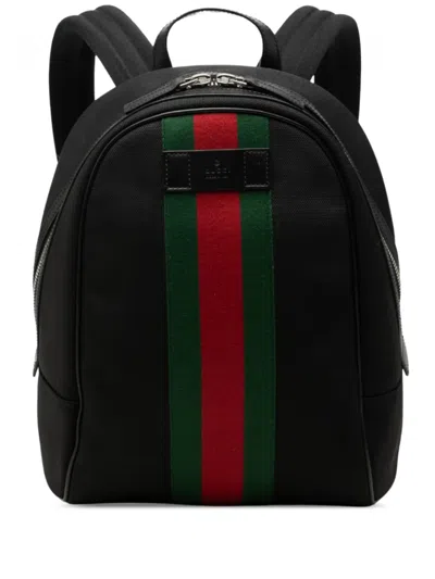 Pre-owned Gucci 2016-2026 Techno Canvas Web Backpack In Black