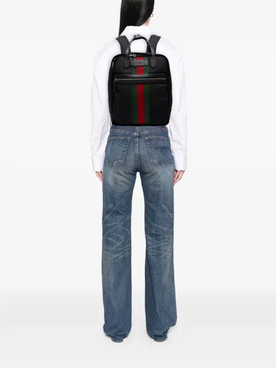 Pre-owned Gucci 2016-2026 Techno Canvas Web Backpack In Black