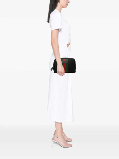 Pre-owned Gucci 2016-2026 Techno Canvas Web Clutch Bag In Black