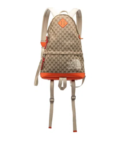 Pre-owned Gucci 2016-2026 The North Face Medium Gg Canvas Backpack In Orange