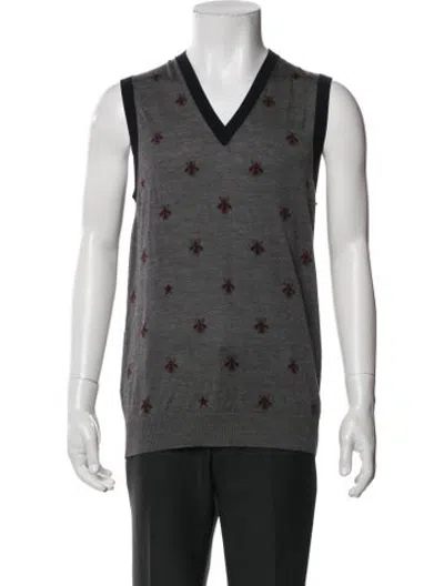 Pre-owned Gucci 2017 Bee Accent Sweater Vest W/ Tags In Grey