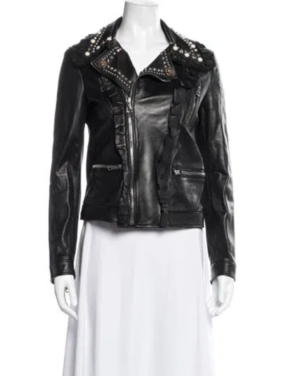 Pre-owned Gucci 2017 Black Leather Moto Biker Jacket Biker Jacket W/ Tags