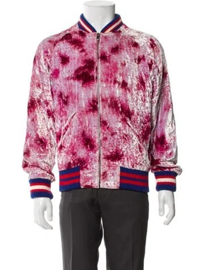 Pre-owned Gucci 2017 Dragon Accent Bomber Jacket In Pink