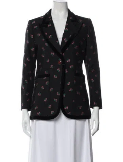 Pre-owned Gucci 2017 Floral Print Blazer W/ Tags In Black