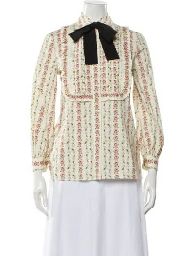 Pre-owned Gucci 2017 Floral Print Blouse In Neutral
