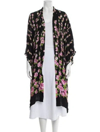 Pre-owned Gucci 2017 Floral Print Robe In Black