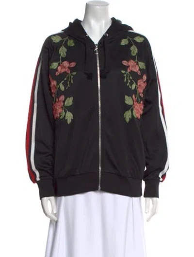 Pre-owned Gucci 2017 Floral Print Sweatshirt In Black