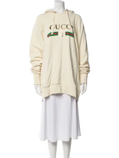 Pre-owned Gucci 2017 Graphic Print Hoodie In Metallic/neutrals
