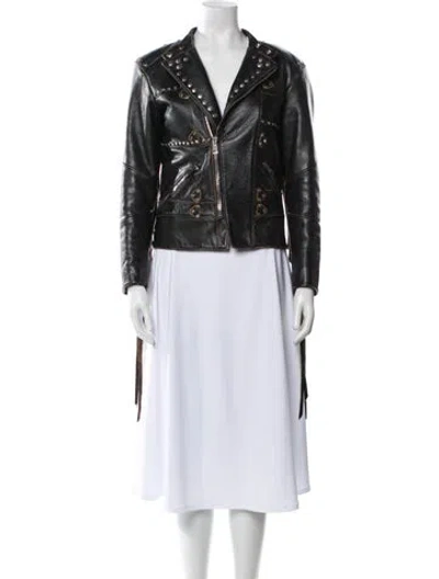 Pre-owned Gucci 2017 Hollywood Leather Biker Jacket Biker Jacket In Black