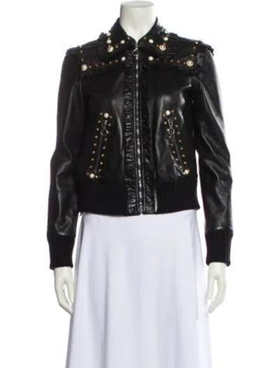 Pre-owned Gucci 2017 Lamb Leather Biker Jacket Biker Jacket In Black