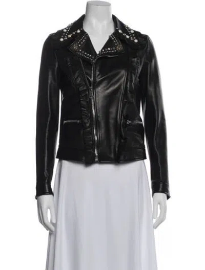 Pre-owned Gucci 2017 Lamb Leather Biker Jacket In Black