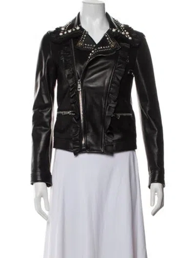 Pre-owned Gucci 2017 Leather Biker Jacket In Black