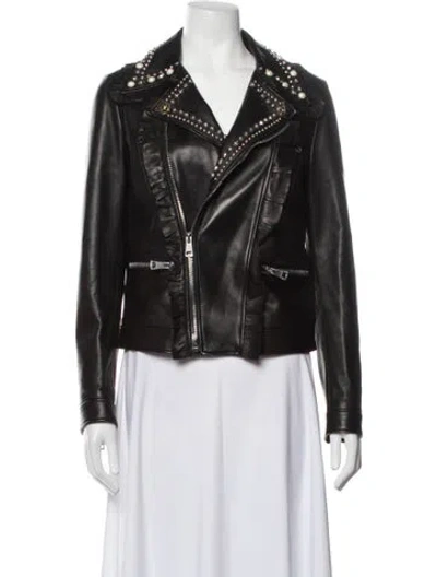 Pre-owned Gucci 2017 Leather Biker Jacket In Black