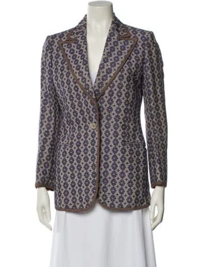 Pre-owned Gucci 2017 Linen Blazer In Blue