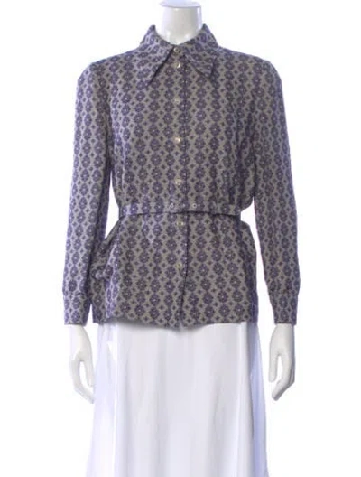 Pre-owned Gucci 2017 Linen Blouse In Purple