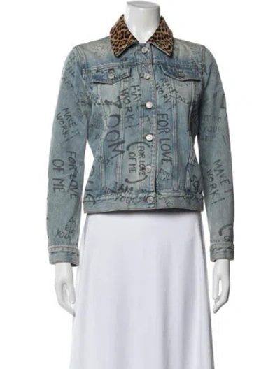 Pre-owned Gucci 2017 Printed Fur Jacket In Blue