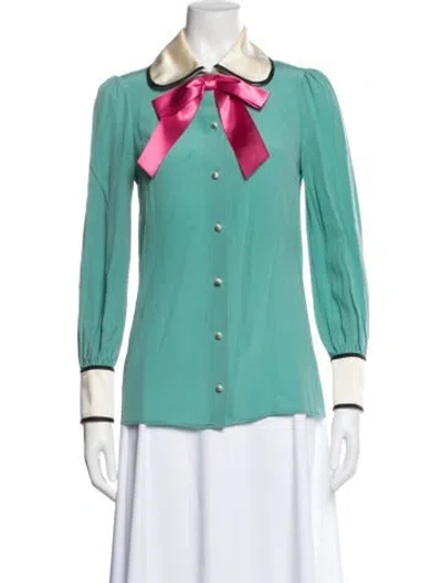 Pre-owned Gucci 2017 Silk Blouse In Green